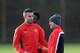 MANCHESTER, ENGLAND - DECEMBER 09: Wayne Rooney of Manchester United chats with team-mate Robin Van Persie during a first team training session, ahead of their UEFA Champions League Group A match against Shakhtar Donetsk, at Aon Training Complex on Decem