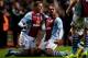 BIRMINGHAM, ENGLAND - NOVEMBER 09: Leandro Bacuna (R) of Aston Villa celebrates with teammate Matthew Lowton after scoring the opening goal during the Barclays Premier League match between Aston Villa and Cardiff City at Villa Park on November 9, 2013 in