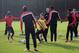MANCHESTER, ENGLAND - DECEMBER 09: Manchester United manager David Moyes gives instructions during a first team training session, ahead of their UEFA Champions League Group A match against Shakhtar Donetsk, at Aon Training Complex on December 09, 2013 in