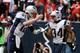 HOUSTON, TX - DECEMBER 01: Tom Brady #12 and Shane Vereen #34 of the New England Patriots celebrate a third quarter touchdown during the game against the Houston Texans at Reliant Stadium on December 1, 2013 in Houston, Texas. (Photo by Scott Halleran/G
