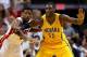 MIAMI, FL - JUNE 03: Roy Hibbert #55 of the Indiana Pacers calls for the ball in the post against Udonis Haslem #40 of the Miami Heat during Game Seven of the Eastern Conference Finals of the 2013 NBA Playoffs at AmericanAirlines Arena on June 3, 2013 in