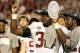 Jan 7, 2013; Miami, FL, USA; Alabama Crimson Tide linebacker C.J. Mosley (32) celebrates with the Coaches Trophy after the 2013 BCS Championship game against the Notre Dame Fighting Irish at Sun Life Stadium. Alabama won 42-14. Mandatory Credit: Matthew