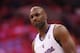 LOS ANGELES, CA - APRIL 30: Lamar Odom #7 of the Los Angeles Clippers looks on at Staples Center in Game Five of the Western Conference Quarterfinals during the 2013 NBA Playoffs on April 30, 2013 in Los Angeles, California. NOTE TO USER: User expressly a