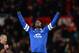 MANCHESTER, ENGLAND - DECEMBER 04: Romelu Lukaku of Everton celebrates at the end of the Barclays Premier League match between Manchester United and Everton at Old Trafford on December 4, 2013 in Manchester, England. (Photo by Michael Regan/Getty Images