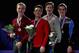 OMAHA, NE - JANUARY 27: (L-R) Ross Miner, Max Aaron, Jeremy Abbott and Joshua Farris pose on the winner's stand after the Men's Free Skate competition during the 2013 Prudential U.S. Figure Skating Championships at CenturyLink Center on January 27, 2013