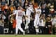 AUBURN, AL - NOVEMBER 30: AJ McCarron #10 celebrates throwing a 99 yard touchdown reception to Amari Cooper #9 of the Alabama Crimson Tide in the fourth quarter against the Auburn Tigers at Jordan-Hare Stadium on November 30, 2013 in Auburn, Alabama. (P