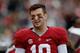 TUSCALOOSA, AL - NOVEMBER 23: AJ McCarron #10 of the Alabama Crimson Tide reacts in the final minutes of their 49-0 over the Chattanooga Mocs at Bryant-Denny Stadium on November 23, 2013 in Tuscaloosa, Alabama. (Photo by Kevin C. Cox/Getty Images)