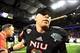 Dec 6, 2013; Detroit, MI, USA; Northern Illinois Huskies quarterback Jordan Lynch (6) leaves the field after being defeated by Bowling Green Falcons 47-27 at Ford Field. Mandatory Credit: Andrew Weber-USA TODAY Sports