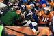 Dec 8, 2013; Denver, CO, USA; Denver Broncos running back Montee Ball (28) reacts with fans after running for a five yard touchdown in the fourth quarter against the Tennessee Titans at Sports Authority Field at Mile High. The Broncos defeated the Titans
