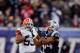FOXBORO, MA - DECEMBER 8: Shane Vereen #34 of the New England Patriots beats Craig Robertson #53 of the Cleveland Browns to the ball for a catch in the 3rd quarter at Gillette Stadium on December 8, 2013 in Foxboro, Massachusetts. (Photo by Jim Rogash/Get