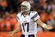 DENVER, CO - NOVEMBER 18: Quarterback Philip Rivers #17 of the San Diego Chargers reacts toward his bench between plays against the Denver Broncos at Sports Authority Field at Mile High on November 18, 2012 in Denver, Colorado. The Broncos defeated the C