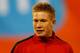 BRUSSELS, BELGIUM - OCTOBER 15: Kevin De Bruyne of Belgium stands for the national anthem prior to the FIFA 2014 World Cup Qualifying Group A match between Belgium and Wales at King Baudouin Stadium on October 15, 2013 in Brussels, Belgium. (Photo by De
