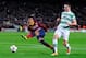 BARCELONA, SPAIN - DECEMBER 11: Neymar of FC Barcelona shoots towards goal under a challenge by Derk Boerrigter of Celtic FC during the Champions League Group H match between FC Barcelona and Celtic FC at Camp Nou on December 11, 2013 in Barcelona, Spain