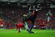 MANCHESTER, ENGLAND - SEPTEMBER 14: Ashley Young of Manchester United goes to ground after a challenge from Kagisho Dikgacoi of palace befoe being booked for divingduring the Barclays Premier League match between Manchester United and Crystal Palace at Ol
