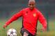 MANCHESTER, ENGLAND - OCTOBER 01: Ashley Young of Manchester United in action during a training session ahead of their Champions League Group A match against Shakhtar Donetsk at their Carrington Training Complex on October 01, 2013 in Manchester, England