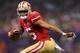 NEW ORLEANS, LA - FEBRUARY 03: Michael Crabtree #15 of the San Francisco 49ers runs in for a touchdown in the second half against the Baltimore Ravens during Super Bowl XLVII at the Mercedes-Benz Superdome on February 3, 2013 in New Orleans, Louisiana.