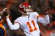 DENVER, CO - NOVEMBER 17: Alex Smith #11 of the Kansas City Chiefs looks to pass in the first quarter against the Denver Broncos at Sports Authority Field at Mile High on November 17, 2013 in Denver, Colorado. (Photo by Justin Edmonds/Getty Images)