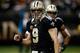 NEW ORLEANS, LA - DECEMBER 08: Drew Brees #9 of the New Orleans Saints reacts after throwing a pass against the Carolina Panthers at Mercedes-Benz Superdome on December 8, 2013 in New Orleans, Louisiana. (Photo by Chris Graythen/Getty Images)