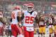 LANDOVER, MD - DECEMBER 08: Running back Jamaal Charles #25 of the Kansas City Chiefs celebrates after rushing for a first quarter touchdown against the Washington Redskins at FedExField on December 8, 2013 in Landover, Maryland. (Photo by Rob Carr/Getty