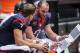 Dec 1, 2013; Houston, TX, USA; Houston Texans quarterback Matt Schaub (8) talks to quarterback Case Keenum (7) on the bench during a game against the New England Patriots at Reliant Stadium. Mandatory Credit: Troy Taormina-USA TODAY Sports