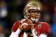 CHARLOTTE, NC - DECEMBER 07: Quarterback Jameis Winston #5 of the Florida State Seminoles passes against the Duke Blue Devils during the ACC Championship game at Bank of America Stadium on December 7, 2013 in Charlotte, North Carolina. (Photo by Streete