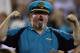 Dec 5, 2013; Jacksonville, FL, USA; A Jacksonville Jaguars fan celebrates a lead in the first quarter against the Houston Texans at EverBank Field. Mandatory Credit: Phil Sears-USA TODAY Sports