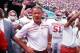 24 SEP 1988: UNIVERSITY OF OKLAHOMA FOOTBALL COACH BARRY SWITZER LEADS HIS TEAM ON THE FIELD BEFORE THE SOONERS 23-7 LOSS TO THE USC TROJANS. Mandatory Credit: Stephen Dunn/ALLSPORT