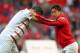 MANCHESTER, ENGLAND - AUGUST 26: Shinji Kagawa of Manchester United warms up with Robin van Persie (L) prior to the Barclays Premier League match between Manchester United and Chelsea at Old Trafford on August 26, 2013 in Manchester, England. (Photo by