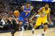 Nov 29, 2013; Denver, CO, USA; New York Knicks forward Carmelo Anthony (7) drives to the basket past Denver Nuggets forward Wilson Chandler (21) during the first half at Pepsi Center. Mandatory Credit: Chris Humphreys-USA TODAY Sports