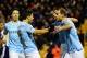WEST BROMWICH, ENGLAND - DECEMBER 04: Sergio Aguero (2nd left) of Manchester City celebrates with Pablo Zabaleta (right) and team mates after scoring during the Barclays Premier League match between West Bromwich Albion and Manchester City at The Hawthor