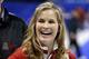 WINNIPEG, CANADA - DECEMBER 8: Skip Jennifer Jones smiles after watching Team Jacobs defeat Team Morris Men's Final at the Roar of the Rings Canadian Olympic Curling Trials on December 8, 2013 at MTS Centre in Winnipeg, Manitoba, Canada. (Photo by Trevor