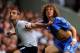 LONDON, ENGLAND - SEPTEMBER 28: Roberto Soldado of Tottenham Hotspur wrestles with David Luiz of Chelsea off the ball during the Barclays Premier League match between Tottenham Hotspur and Chelsea at White Hart Lane on September 28, 2013 in London, Engla
