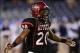 Dec 20, 2012; San Diego, CA, USA; San Diego State Aztecs defensive back Nat Berhe (20) reacts during the second quarter against the Brigham Young Cougars at Qualcomm Stadium. Mandatory Credit: Jake Roth-USA TODAY Sports
