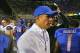 Sep 13, 2013; Boise, ID, USA; Boise State Broncos head coach Chris Petersen at the conclusion of the contest against the Air Force Falcons at Bronco Stadium. Boise State defeated the Air Force 42-20. Mandatory Credit: Brian Losness-USA TODAY Sports