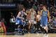 SAN ANTONIO, TX - December 13: Tim Duncan #21 of the San Antonio Spurs controls the ball against Kevin Love #42 of the Minnesota Timberwolves at the AT&T Center on December 13, 2013 in San Antonio, Texas. NOTE TO USER: User expressly acknowledges and agre