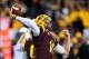 Dec 7, 2013; Tempe, AZ, USA; Arizona State Sun Devils quarterback Taylor Kelly (10) throws during the first half against the Stanford Cardinal at Sun Devil Stadium. Mandatory Credit: Matt Kartozian-USA TODAY Sports