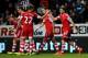 NEWCASTLE UPON TYNE, ENGLAND - DECEMBER 14: Jay Rodriguez (R) of Southampton celebrates with team-mates after scoring his team's first goal to equalise during the Barclays Premier League match between Newcastle United and Southampton at St James' Park on