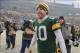 Dec 8, 2013; Green Bay, WI, USA; Green Bay Packers quarterback Matt Flynn (10) walks off the field after the Packers beat the Atlanta Falcons 22-21 at Lambeau Field. Mandatory Credit: Benny Sieu-USA TODAY Sports
