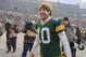 Dec 8, 2013; Green Bay, WI, USA; Green Bay Packers quarterback Matt Flynn (10) walks off the field after the Packers beat the Atlanta Falcons 22-21 at Lambeau Field. Mandatory Credit: Benny Sieu-USA TODAY Sports