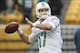 Dec 8, 2013; Pittsburgh, PA, USA; Miami Dolphins quarterback Ryan Tannehill (17) warms up before the game against the Pittsburgh Steelers at Heinz Field. Mandatory Credit: Jason Bridge-USA TODAY Sports