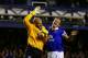LIVERPOOL, ENGLAND - SEPTEMBER 30: Tim Howard (L) and Phil Jagielka of Everton celebrate a goal during the Barclays Premier League match between Everton and Newcastle United at Goodison Park on September 30, 2013 in Liverpool, England. (Photo by Julian