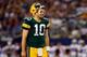 ARLINGTON, TX - DECEMBER 15: Quarterback Matt Flynn #10 of the Green Bay Packers looks on against the Dallas Cowboys during a game at AT&T Stadium on December 15, 2013 in Arlington, Texas. (Photo by Tom Pennington/Getty Images)