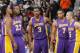 SACRAMENTO, CA - DECEMBER 6: Nick Young #0, Jordan Hill #27, Shawne Williams #3, Xavier Henry #7 and Steve Blake #5 of the Los Angeles Lakers in a game against the Sacramento Kings on December 6, 2013 at Sleep Train Arena in Sacramento, California. NOTE T