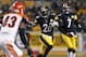 PITTSBURGH, PA - DECEMBER 15: Le'Veon Bell #26 of the Pittsburgh Steelers rushes against the Cincinnati Bengals during the game on December 15, 2013 at Heinz Field in Pittsburgh, Pennsylvania. (Photo by Justin K. Aller/Getty Images)