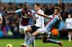 BIRMINGHAM, ENGLAND - DECEMBER 15: Adnan Januzaj of Manchester United goes between Yacouba Sylla (L) and Nathan Baker of Aston Villa (R) during the Barclays Premier League match between Aston Villa and Manchester United at Villa Park on December 15, 2013
