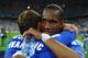 MUNICH, GERMANY - MAY 19: Didier Drogba and Branislav Ivanovic of Chelsea celebrate after their victory in the UEFA Champions League Final between FC Bayern Muenchen and Chelsea at the Fussball Arena München on May 19, 2012 in Munich, Germany. (Photo by