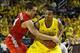 Feb 5, 2013; Ann Arbor, MI, USA; Michigan Wolverines guard Trey Burke (3) is defended by Ohio State Buckeyes guard Aaron Craft (4) in the first half at Crisler Center. Mandatory Credit: Rick Osentoski-USA TODAY Sports