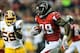 Dec 15, 2013; Atlanta, GA, USA; Atlanta Falcons running back Steven Jackson (39) runs the ball in the first half against the Washington Redskins at the Georgia Dome. Mandatory Credit: Daniel Shirey-USA TODAY Sports