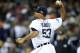Oct 16, 2013; Detroit, MI, USA; Detroit Tigers relief pitcher Joaquin Benoit (53) throws against the Boston Red Sox during the ninth inning in game four of the American League Championship Series baseball game at Comerica Park. Mandatory Credit: Rick Ose