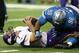 DETROIT, MI - SEPTEMBER 08: Nick Fairley #98 of the Detroit Lions sacks quarterback Christian Ponder #7 of the Minnesota Vikings during the fourth quarter of the game at Ford Field on September 8, 2013 in Detroit, Michigan. The Lions defeated the Vikings